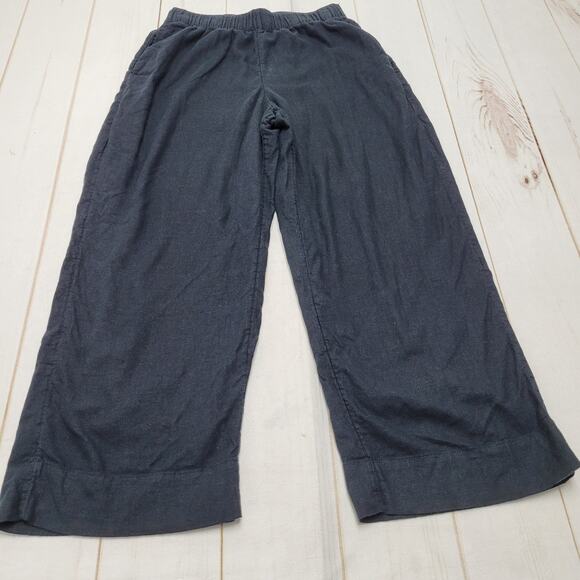 Abercrombie and Fitch linen black high rise elastic pull on wide leg pants - Picture 1 of 7